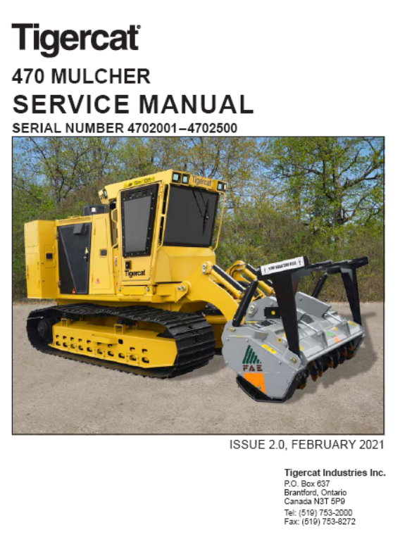 Tigercat 470 Mulcher Service Repair Manual (4700101-4702000, 4702001-4702500)