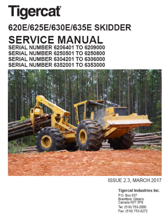 Tigercat 620E Skidder Service Repair Manual (6206201-6209000, 6206401-6209000)