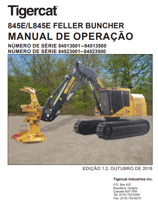 Tigercat 845E Feller Buncher Operator/User Manual (84513001-84513500)