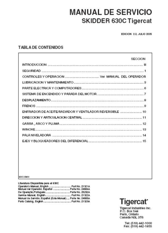 Tigercat 630C Skidder Service Repair Manual (6302001-6303000)