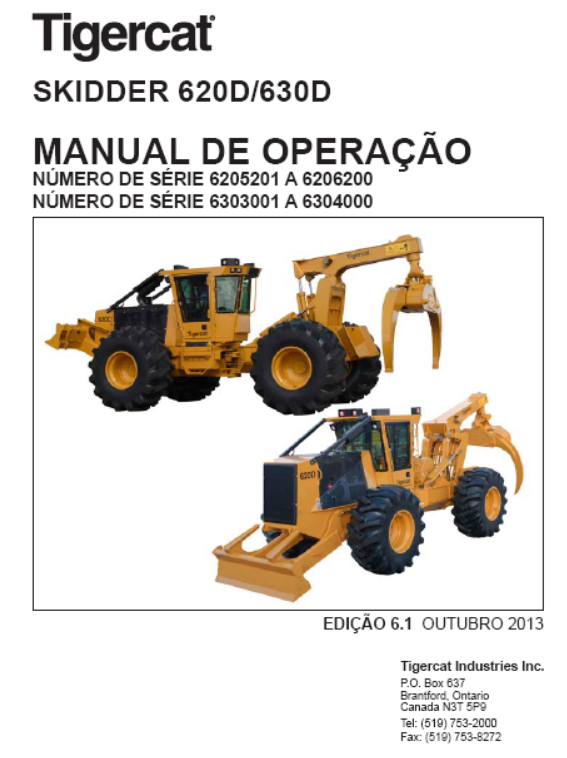 Tigercat 630D Skidder Operator/User Manual (6303001-6304000)