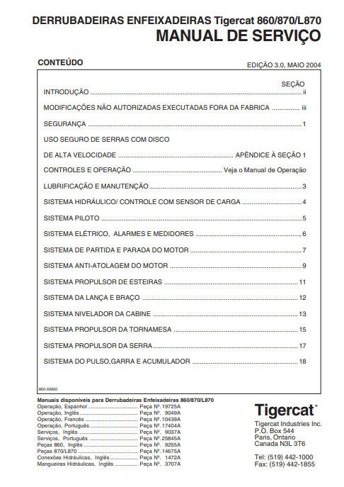 Tigercat 870 Feller Buncher Service Repair Manual (8700101-87011499)
