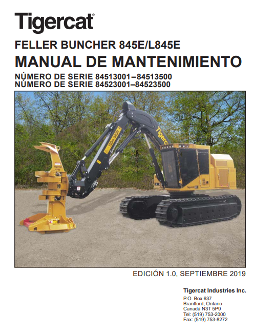 Tigercat 845E Feller Buncher Service Repair Manual (84513001-84513500)