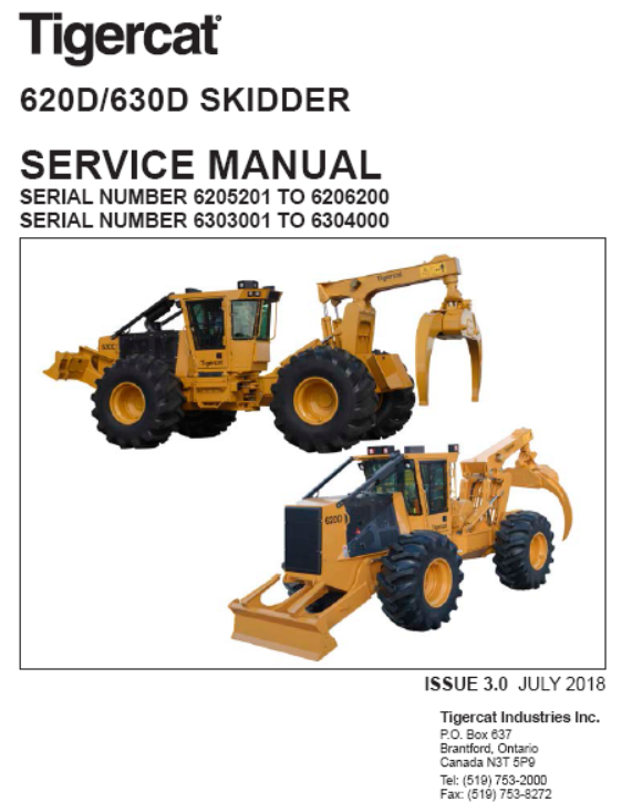 Tigercat 620D Skidder Service Repair Manual (6205201-6206200)