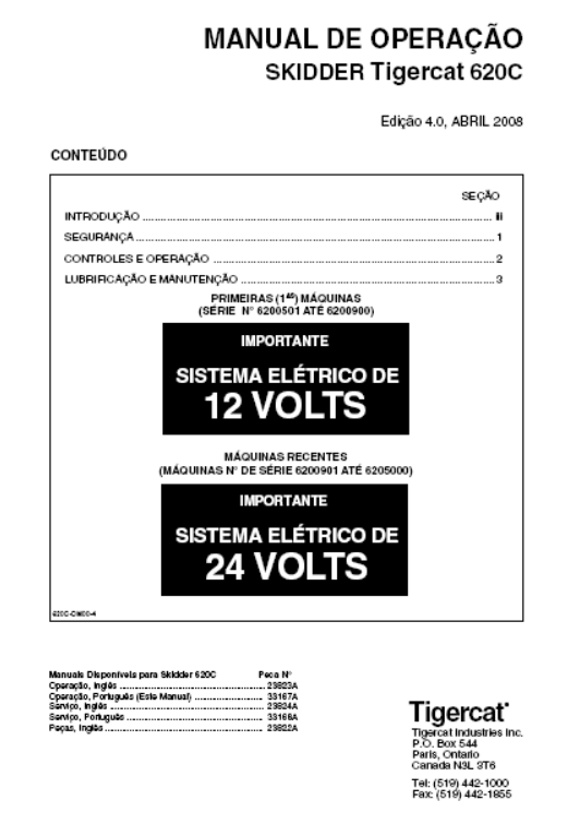 Tigercat 620C Skidder Operator/User Manual (6200501-6205000)