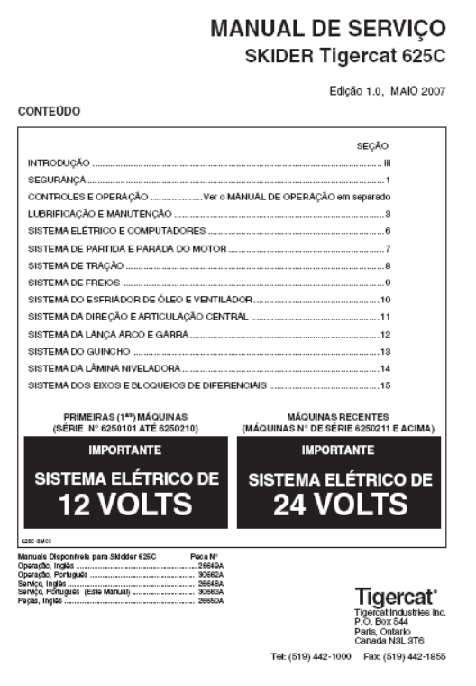 Tigercat 625C Skidder Service Repair Manual (6250101-6250300)