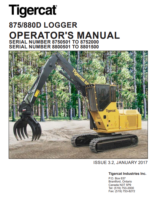 Tigercat 880D Logger Operator/User Manual (8800501-8801500)