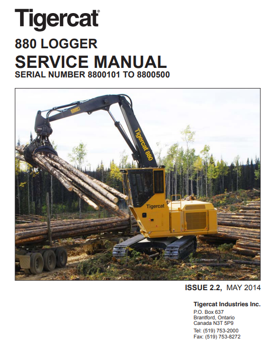 Tigercat 880 Logger Service Repair Manual (8800101-8800500)