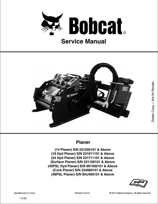 Bobcat Planer 14, 18 & 24 Service Manual PDF