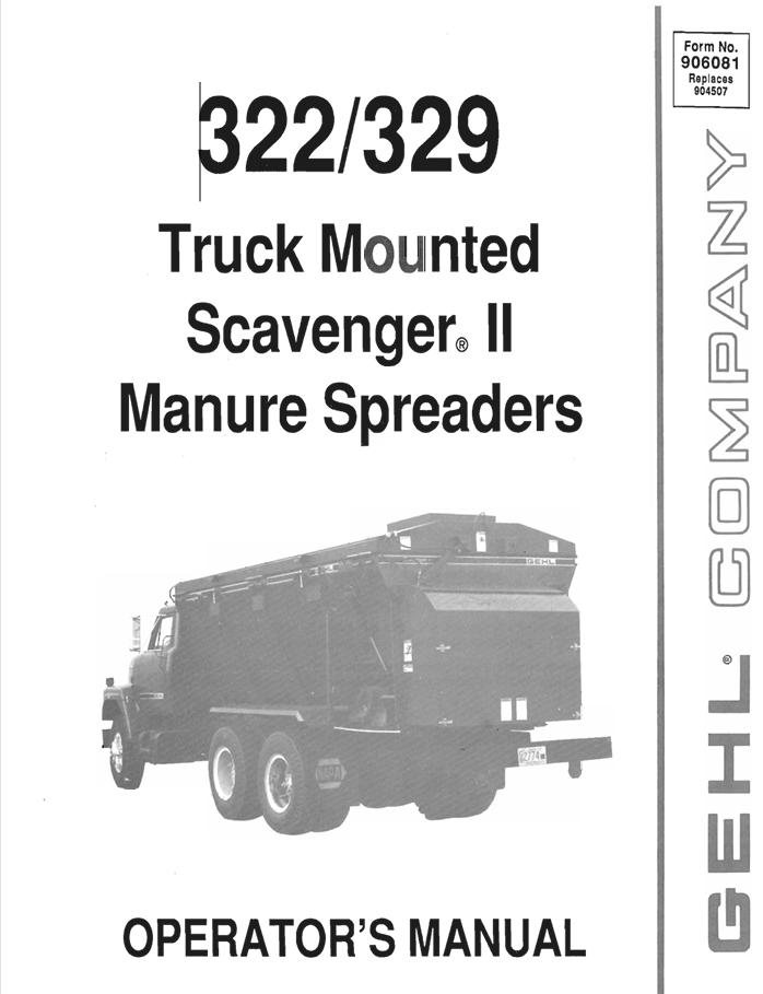 GEHL 322 & 329 Manure Spreaders (906081) Operator Manual PDF Download