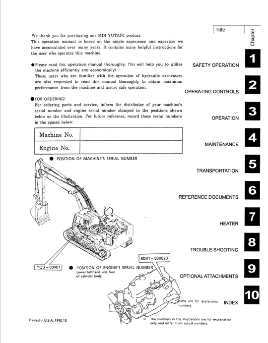 Kobelco MD200C Hydraulic Excavator Operator Manual