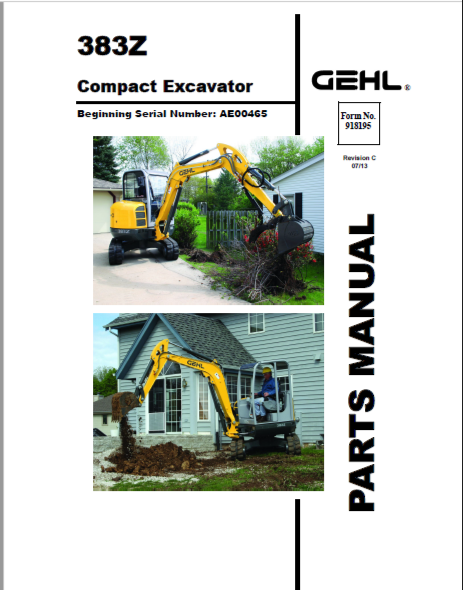 383Z Gehl Compact Excavator Parts Manual (918195) PDF Download – Complete Parts Catalog