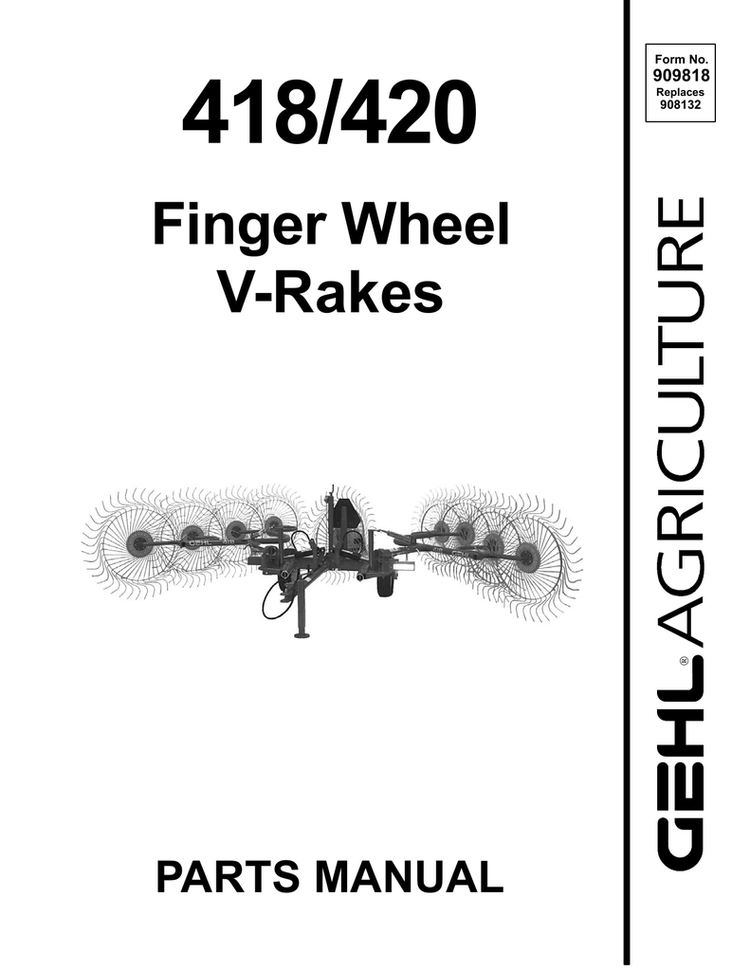 418 / 420 Gehl Finger Wheel V-Rakes Parts Manual – Complete Illustrated OEM Parts Catalog