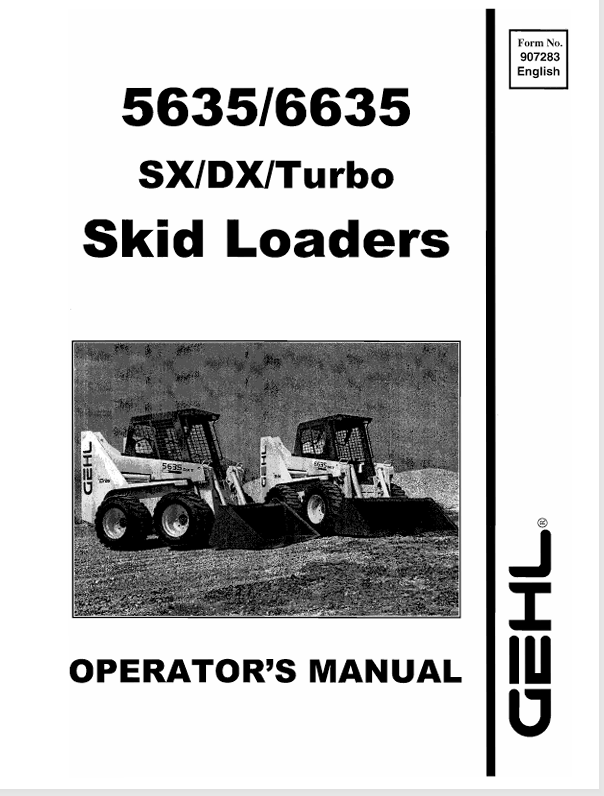 GEHL 5635 & 6635 Skid Loader Operator Manual PDF Download (907283)