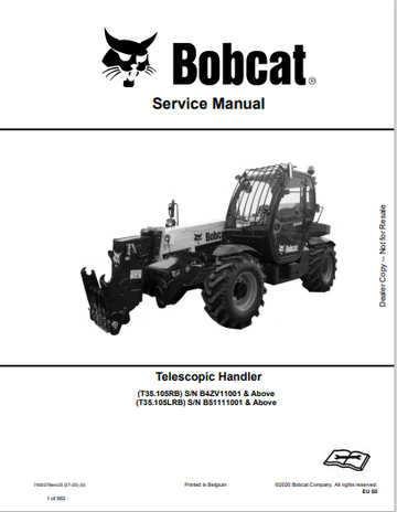 BOBCAT T35.105RB, T35.105LRB TELESCOPIC HANDLER SERVICE MANUAL (7400376) - PDF FILE