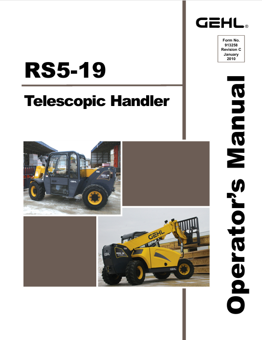 GEHL RS5-19 Telescopic Handlers (913258C) Operator Manual PDF Download