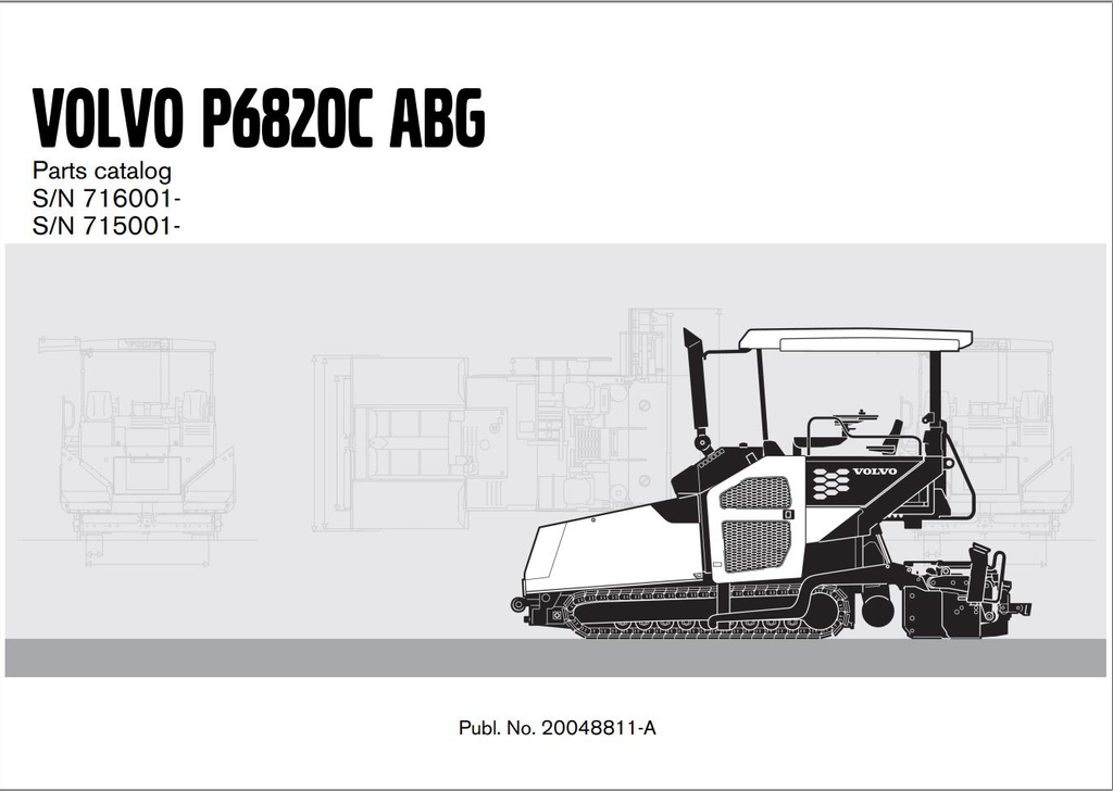 Volvo Tracked Pavers P6820C ABG Parts Catalog