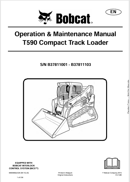 BOBCAT T590 COMPACT TRACK LOADER OPERATION & MAINTENANCE MANUAL (6990980) - PDF FILE