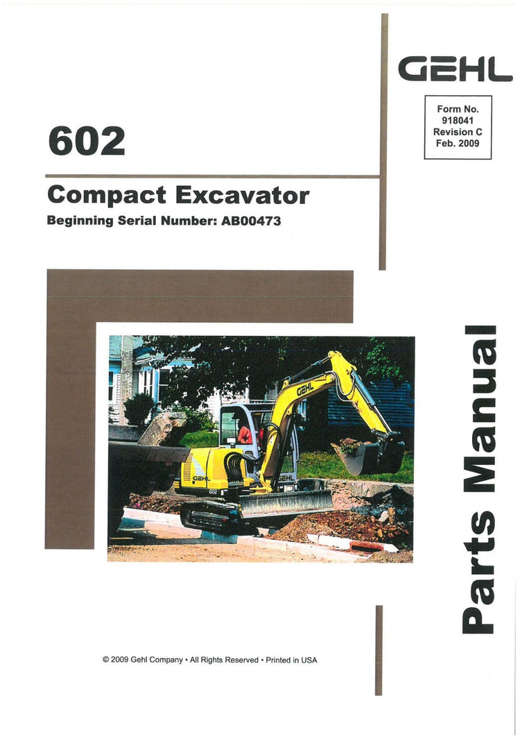602 Gehl Compact Excavator Parts Manual PDF Download – Complete Illustrated Parts Catalog