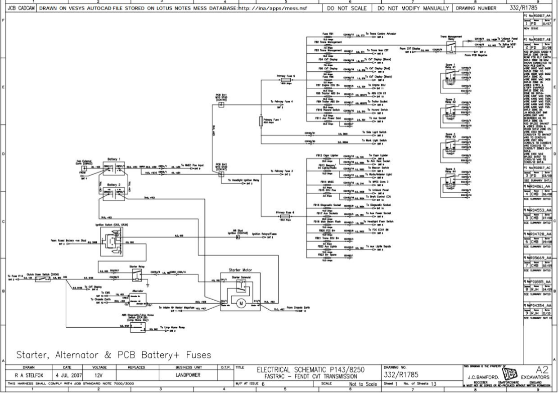 JCB Fastrac 8250-2 T3 Tractor (2008-2011) Electrical & Hydraulic Diagram Manual PDF