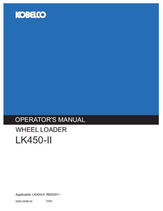 Kobelco Wheel Loader LK450-II Operator Manual | PDF Download