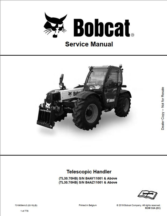 Bobcat TL3070 Telescopic Handler Service Manual PDF