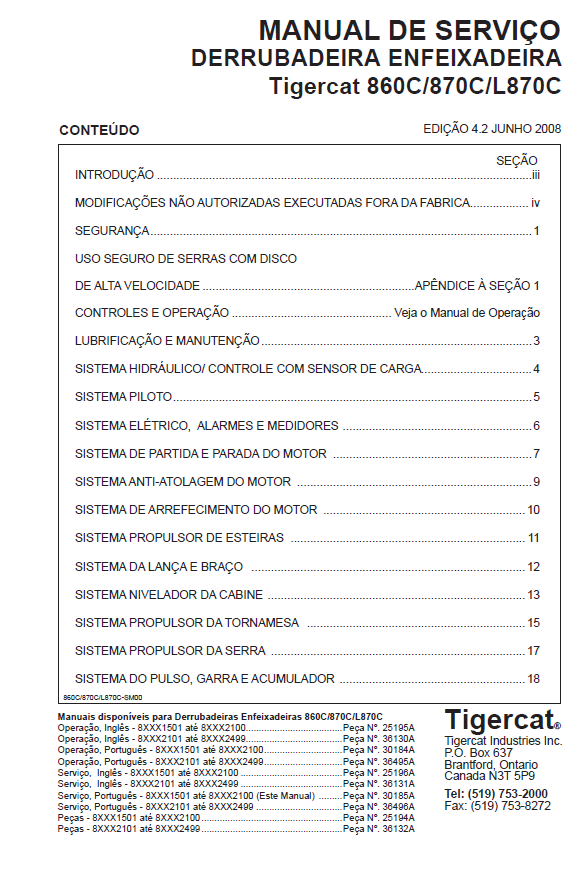 TIGERCAT 860C FELLER BUNCHER SERVICE MANUAL (86011501-86013500, 86011501-86012100)