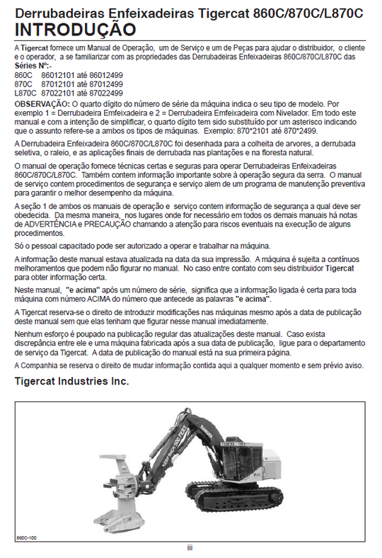 TIGERCAT 870C FELLER BUNCHER SERVICE MANUAL (87011501-87013500, 87012101-87012499)