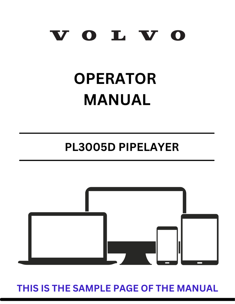 VOLVO PL3005D PIPELAYER OPERATOR MANUAL - PDF FILE
