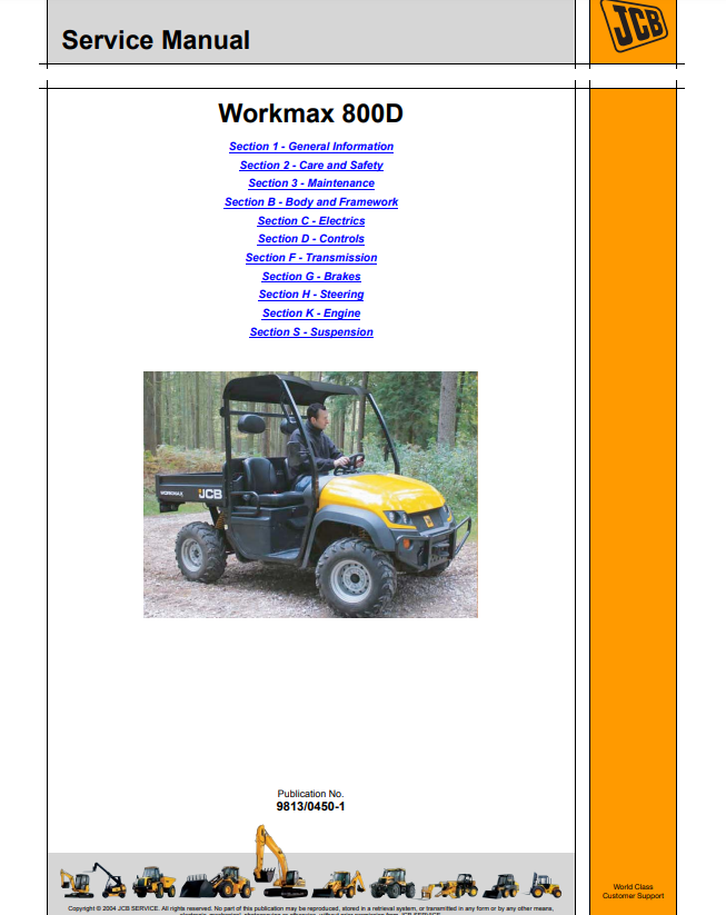 JCB Workmax 800D UTV Workshop Service Repair Manual S/N 1629000–1632999