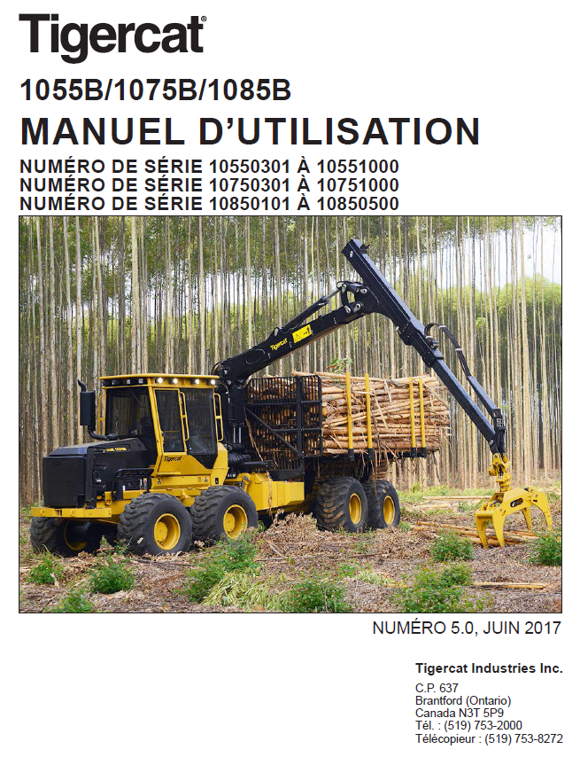TIGERCAT 1055B FORWARDER OPERATOR/USER MANUAL (10550301-10551000)