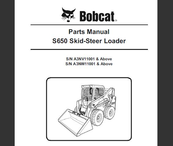 Bobcat S650 SKID STEER LOADER PARTS MANUAL