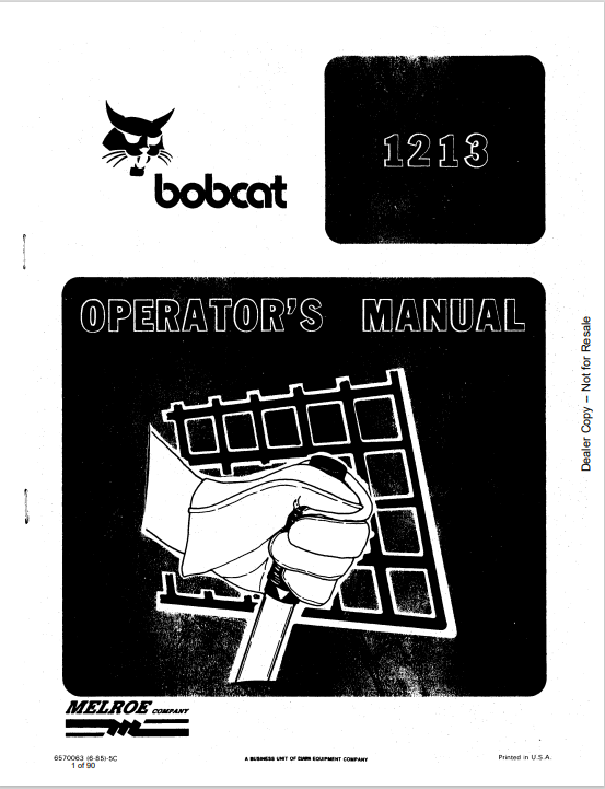 BOBCAT 1213 OPERATOR'S MANUAL (6570063) - PDF FILE