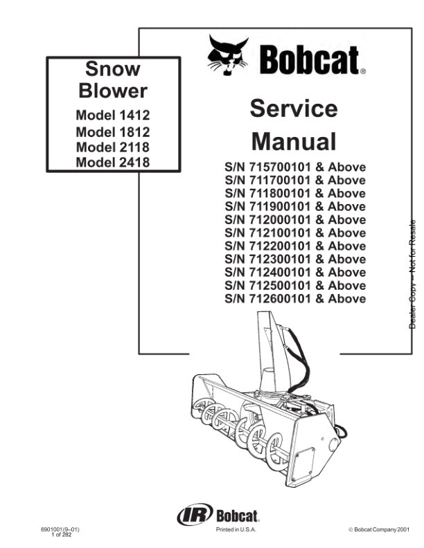 1412 1812 2118 2418 Snow Blower Service Information 6901001 - PDF