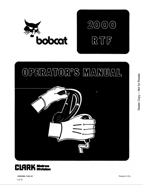 BOBCAT 2000 RTF OPERATOR'S MANUAL (6566396) - PDF FILE