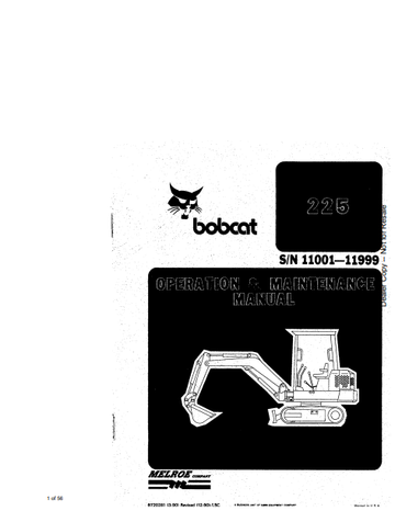 BOBCAT 225 OPERATION & MAINTENANCE MANUAL (6720281) - PDF FILE