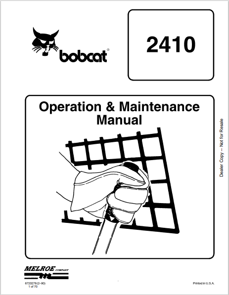 BOBCAT 2410 OPERATION & MAINTENANCE MANUAL (6520276) - PDF FILE