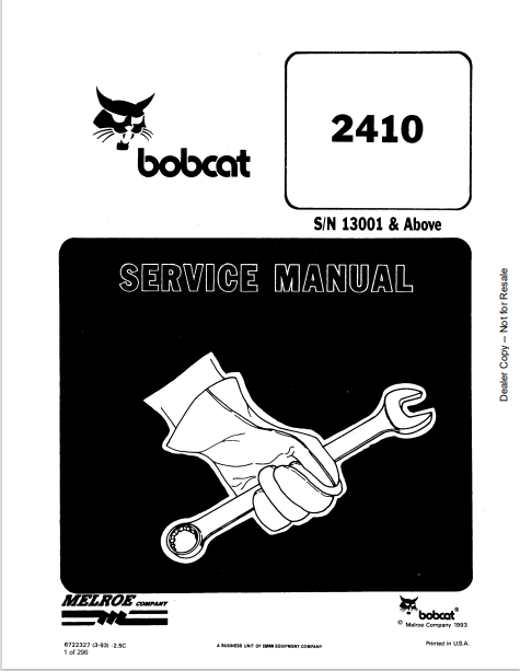 BOBCAT 2410 SERVICE MANUAL (6722327) - PDF FILE