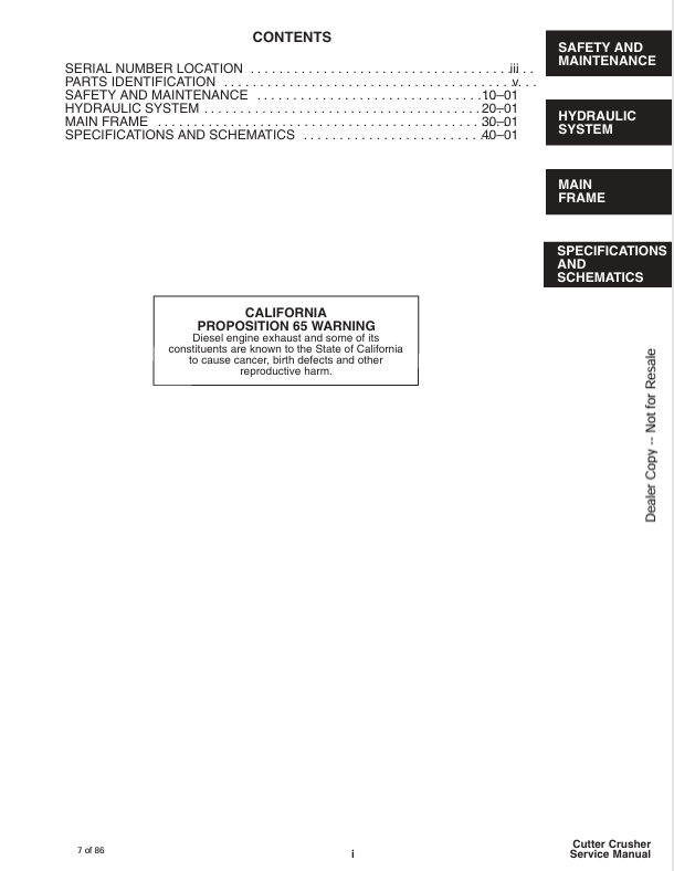 BOBCAT 30, 40 CUTTER CRUSHER (6901073) SERVICE MANUAL PDF FILE