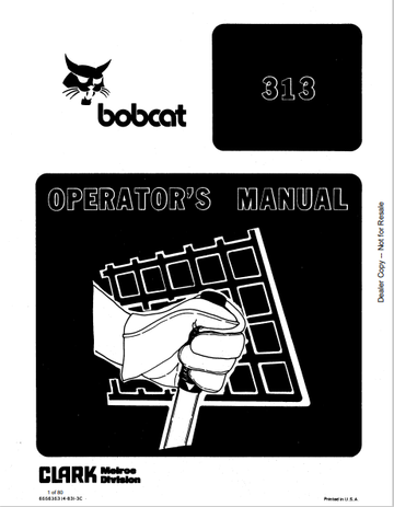 BOBCAT 313 OPERATOR 'S MANUAL (6556353) - PDF FILE