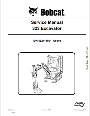 BOBCAT 323 EXCAVATOR SERVICE MANUAL (6903380) - PDF FILE