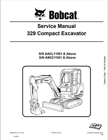 BOBCAT 329 COMPACT EXCAVATOR SERVICE MANUAL (6986946) - PDF FILE