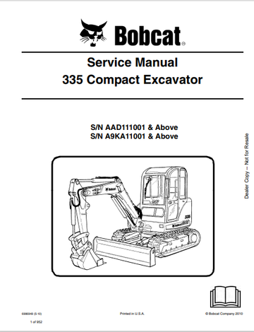 BOBCAT 335 COMPACT EXCAVATOR SERVICE MANUAL (6986949) - PDF FILE