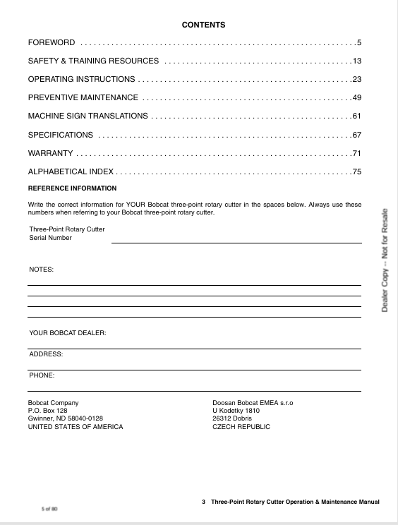 BOBCAT 3PT ROTARY CUTTER (7383796ENUS) OPERATION & MAINTENANCE MANUAL PDF DOWNLOAD