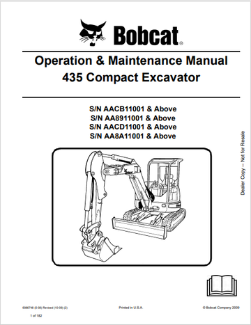 BOBCAT 435 OPERATION & MAINTENANCE MANUAL (6986748) - PDF FILE