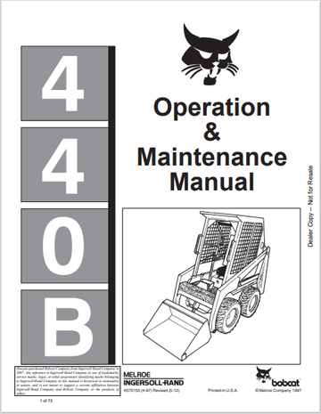 BOBCAT 440B OPERATION & MAINTENANCE MANUAL (6570155) - PDF FILE