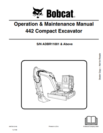 BOBCAT 442 COMPACT EXCAVATOR OPERATION & MAINTENANCE MANUAL (6987203) - PDF FILE