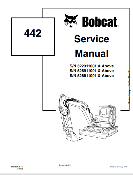 BOBCAT 442 SERVICE MANUAL (6901801) - PDF FILE