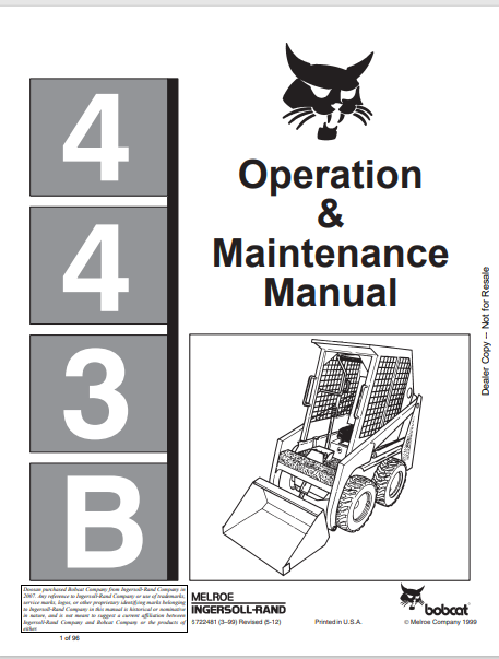 BOBCAT 443B OPERATION & MAINTENANCE MANUAL (6722481) - PDF FILE
