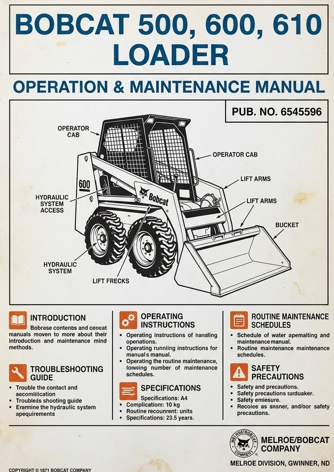 BOBCAT 500, 600, 610 LOADER OPERATION & MAINTENANCE MANUAL 6545596